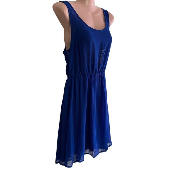 Divided by H&M Dress Womens US 8 Blue Sleeveless Elastic Waist Lined Skater - Picture 2 of 8